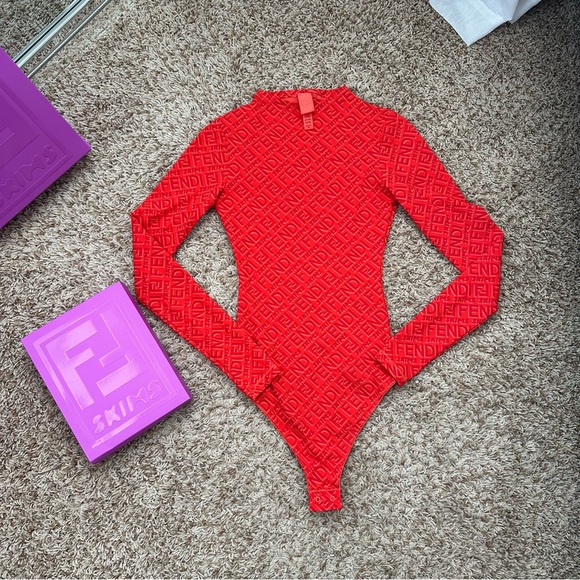 Fendi Tops - Fendi Skims Georgia Red Long Sleeve Bodysuit